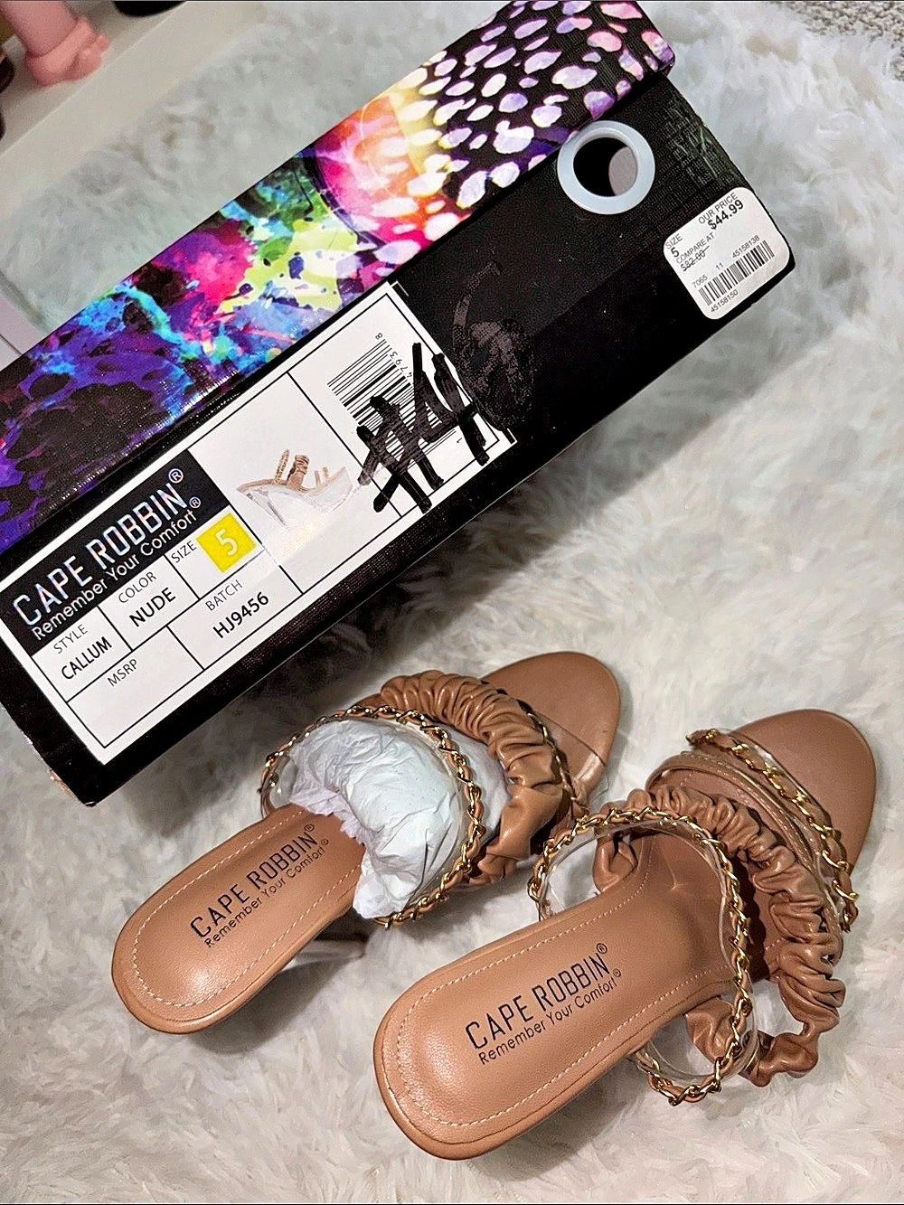 Cape Robbin Hennessy Chain Clear Heels Brown US 5 NWT